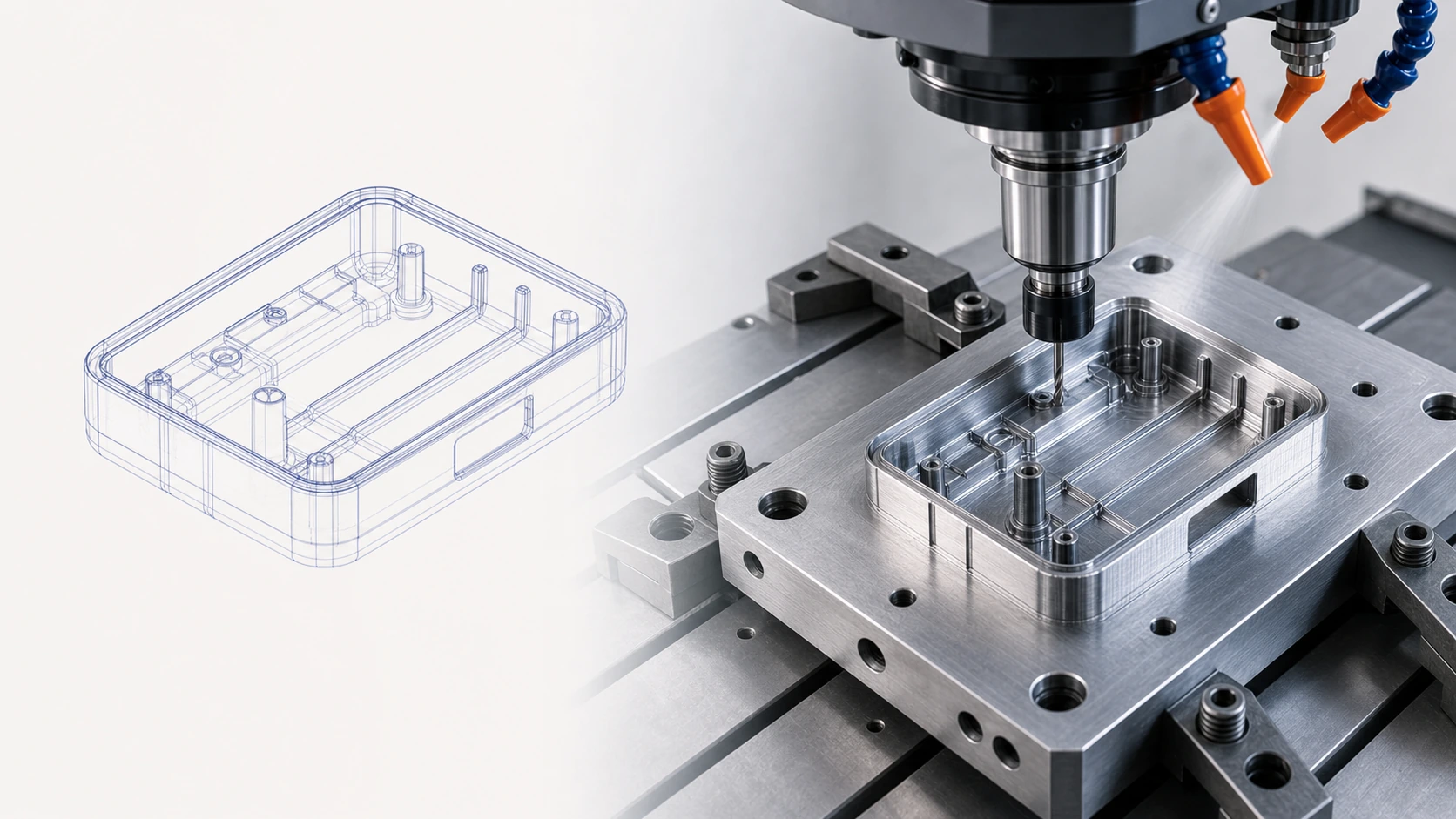 Product CAD development beside precision machining of a tooling component